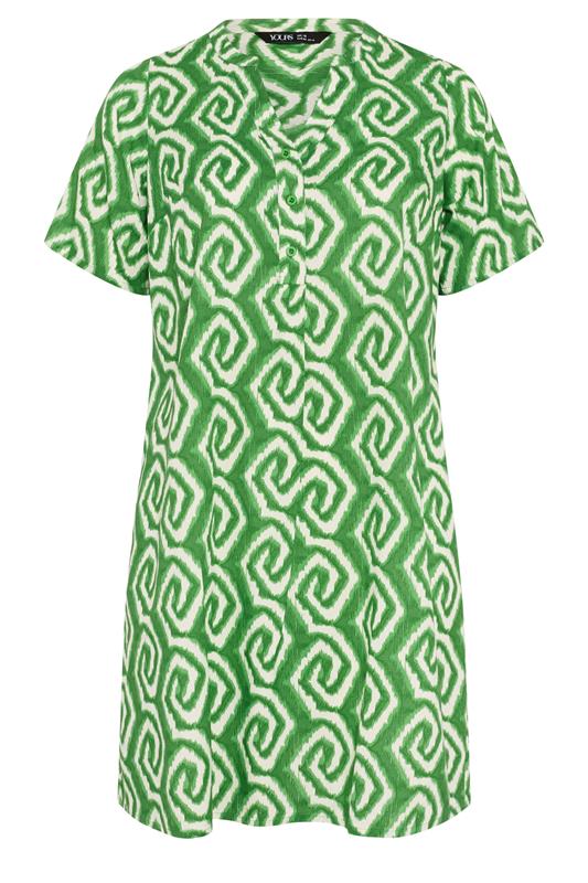 YOURS Plus Size Green Ikat Geometric Pleat Front Dress | Yours Clothing 5
