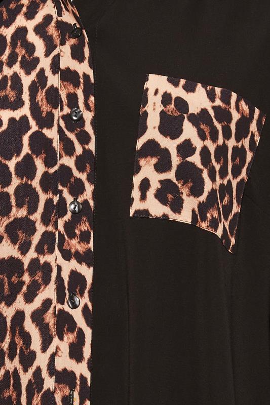 YOURS LONDON Plus Size Curve Black Leopard Print Half & Half Shirt | Yours Clothing 5