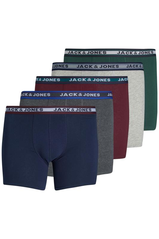 Men's  JACK & JONES 5 PACK Navy Blue & Grey Boxers