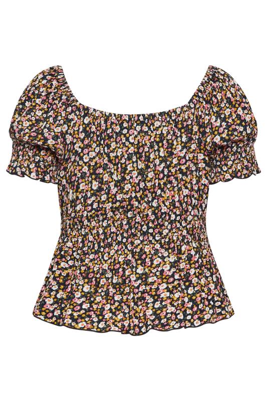 YOURS PETITE Plus Size Navy Blue Floral Bardot Top | Yours Clothing 7