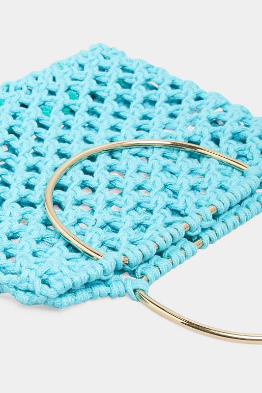 Blue Crochet Handle Bag | Yours Clothing 4