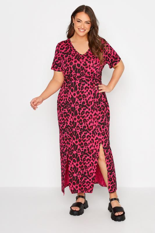 LIMITED COLLECTION Curve Pink Leopard Print Maxi Dress 1