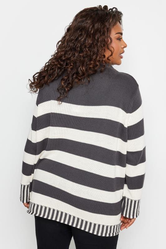 YOURS Plus Size Charcoal Grey Stripe Jumper | Yours Clothing 3