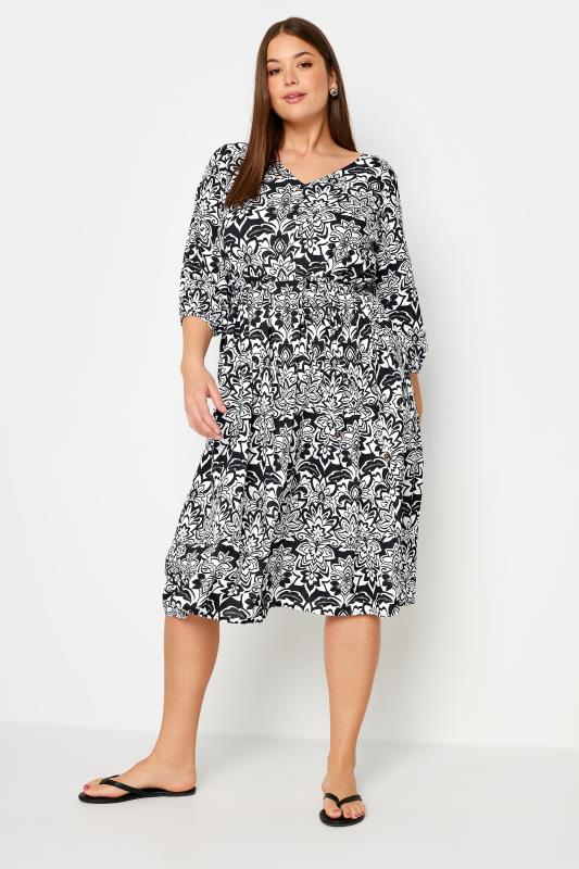 YOURS Plus Size Black Paisley Print V-Neck Midaxi Dress | Yours Clothing 2