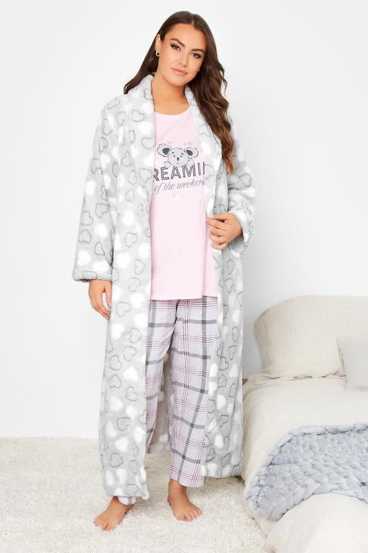 Curve Grey Heart Maxi Dressing Gown 2