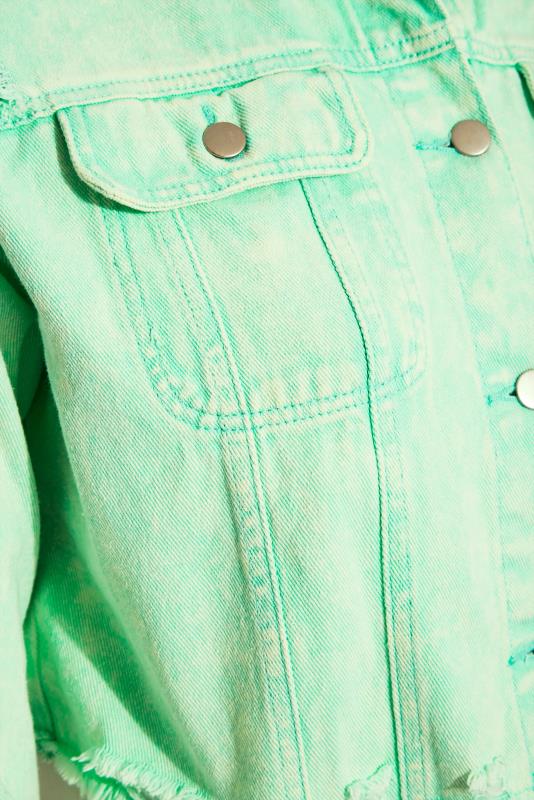 Plus Size Mint Green Cropped Distressed Denim Jacket | Yours Clothing  6