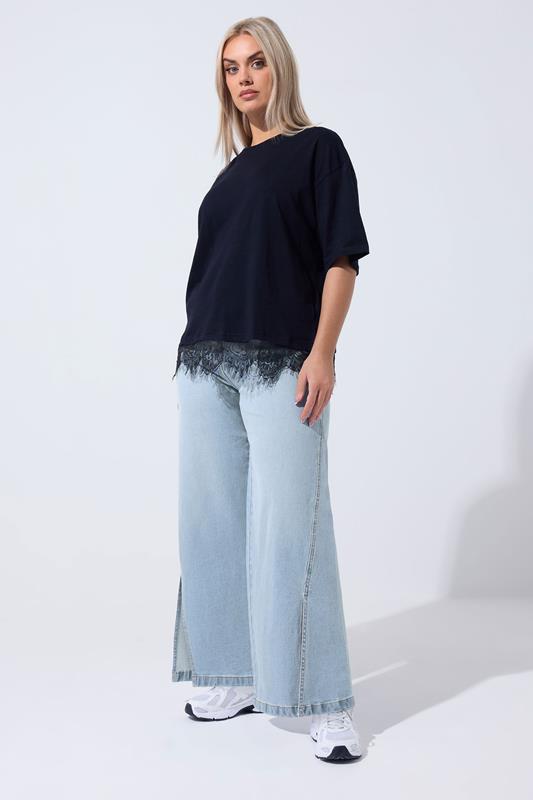  LIMITED COLLECTION Curve Blue Wash Split Hem Jeans