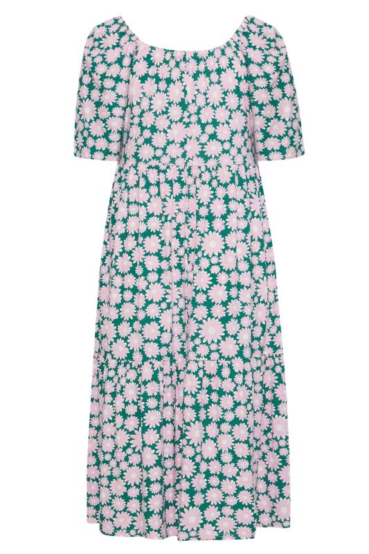 Plus Size Pink Daisy Print Square Neck Midaxi Dress | Yours Clothing 7