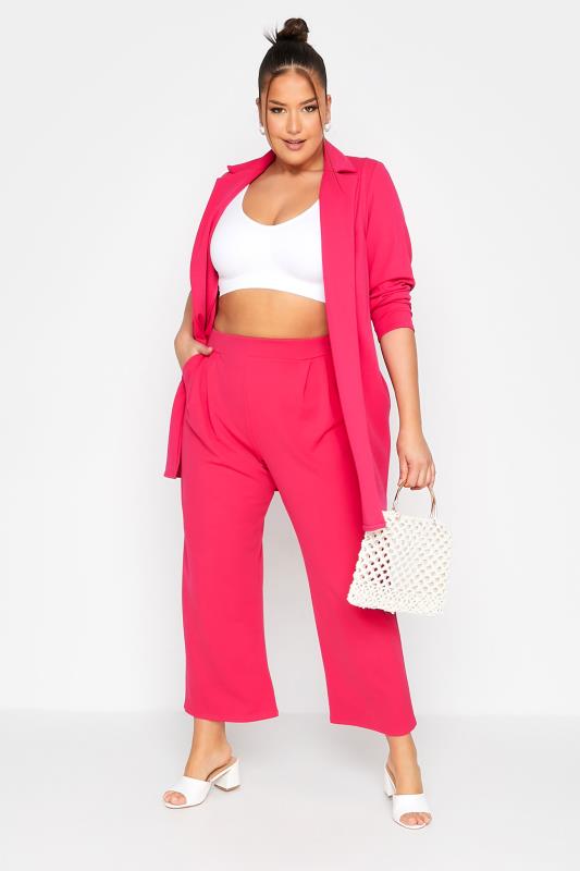 LIMITED COLLECTION Curve Hot Pink Wide Leg Trousers_A.jpg