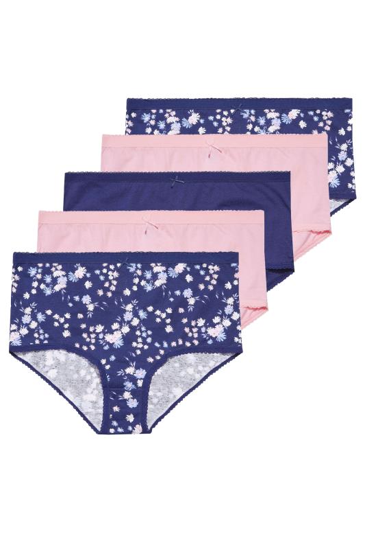 5 PACK Curve Blue Ditsy Floral High Waisted Full Briefs 2