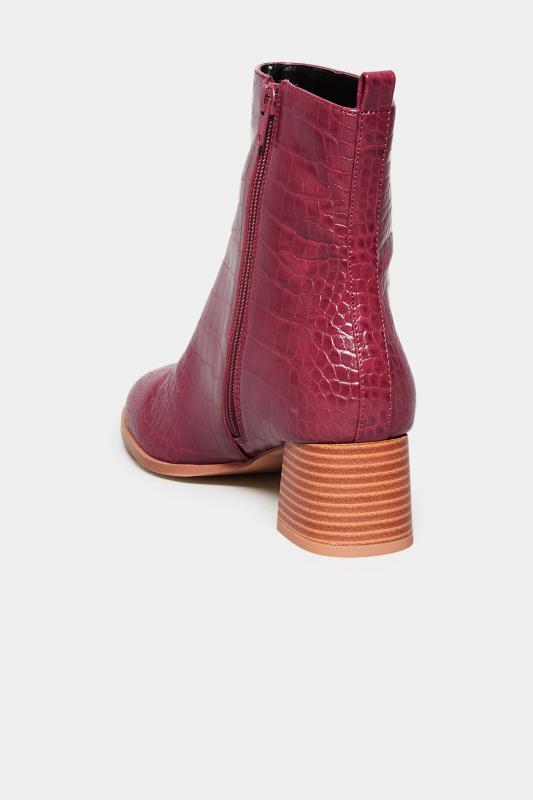 LTS Wine Red Croc Block Heel Boots In Standard Fit | Long Tall Sally 4