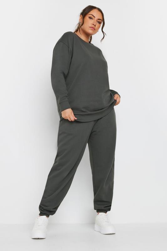 YOURS Plus Size Dark Grey Cuffed Joggers | Yours Clothing 2