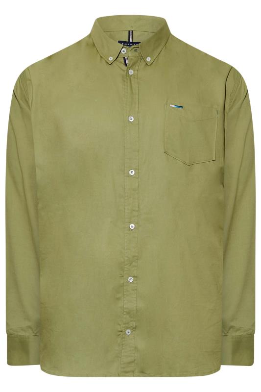 BadRhino Big & Tall Sage Green Long Sleeve Oxford Shirt 1
