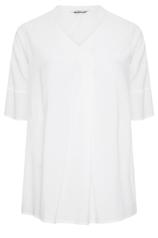 YOURS Curve Plus Size White Pleat Front Top | Yours Clothing  6