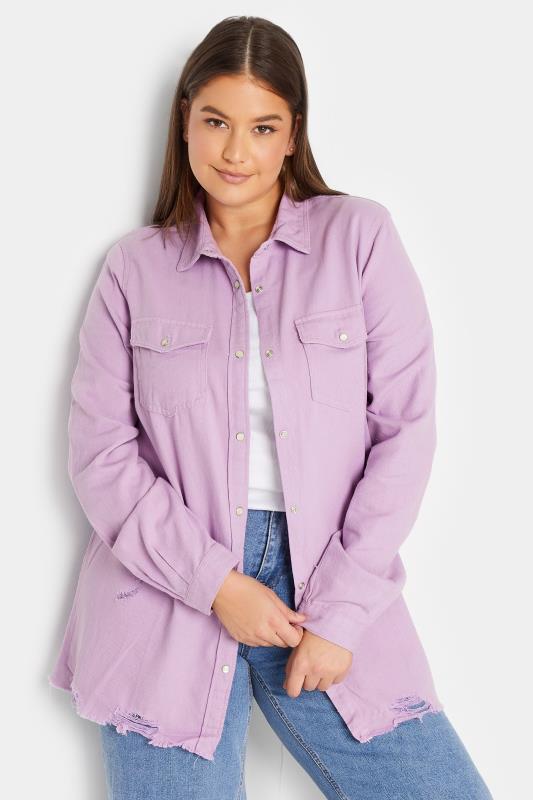 Tall  LTS Tall Lilac Purple Distressed Twill Shirt