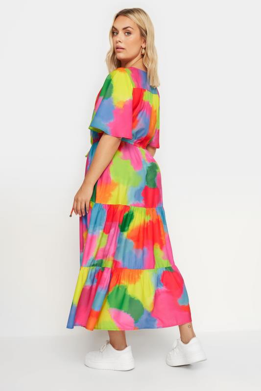 YOURS Plus Size Pink & Rainbow Blur Print Maxi Dress | Yours Clothing 4