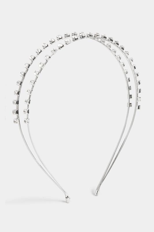 Silver Diamante Double Headband | Yours Clothing 4