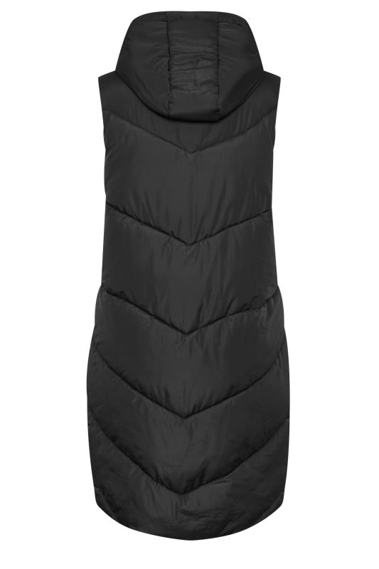 YOURS Curve Black Quilted Longline Hooded Gilet | Yours Clothing 8