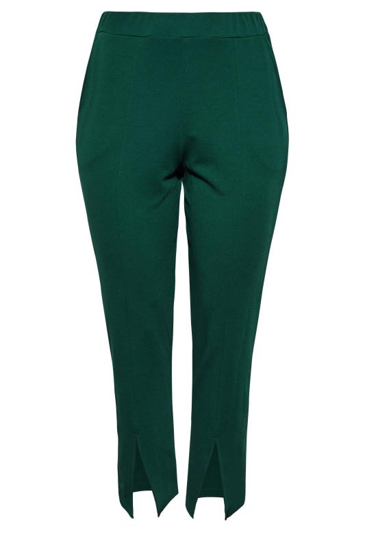 LIMITED COLLECTION Plus Size Forest Green Split Hem Stretch Tapered Trousers | Yours Clothing  5