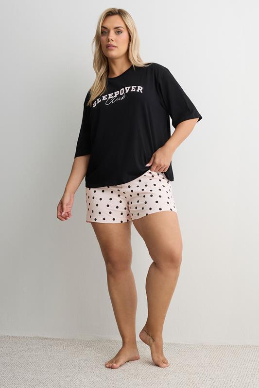 YOURS Plus Size Pink Polka Dot Pyjama Shorts | Yours Clothing 1