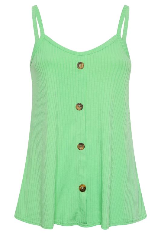 LIMITED COLLECTION Plus Size Green Ribbed Button Cami Vest Top | Yours Clothing  7