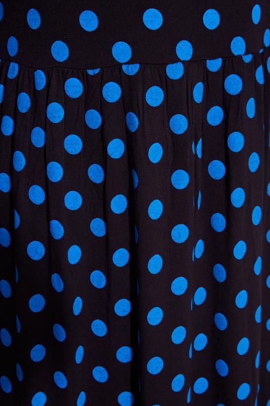 Tall Black & Blue Polka Dot Smock Midaxi Dress 5
