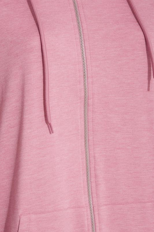 Plus Size Pink Marl Zip Through Hoodie | Yours Clothing