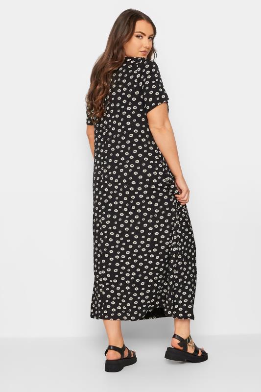LIMITED COLLECTION Plus Size Black Daisy Pleat Front Maxi Dress | Yours Clothing  3