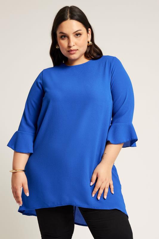  Grande Taille YOURS LONDON Curve Blue Flute Sleeve Tunic