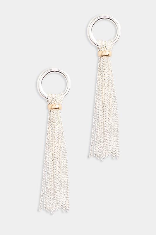 Silver Tone Chain Tassel Earrings | Yours Clothing 2