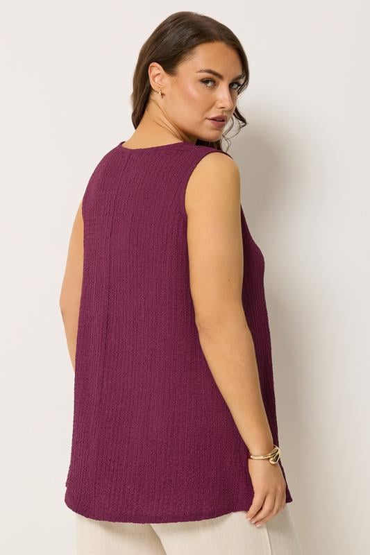 YOURS Plus Size Purple Crinkle V-Neck Cami Vest Top | Yours Clothing 2
