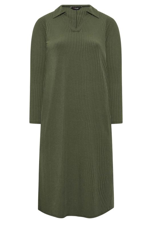 Curve Plus Size Khaki Green Spilt Side Midi Dress | Yours Clothing 6