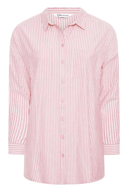 YOURS FOR GOOD Curve Pink Stripe Oversized Shirt_F.jpg