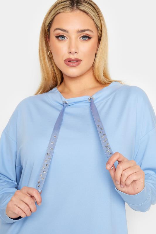 YOURS LUXURY Plus Size Blue Star Embellished Sweatshirt | Yours Clothing 1