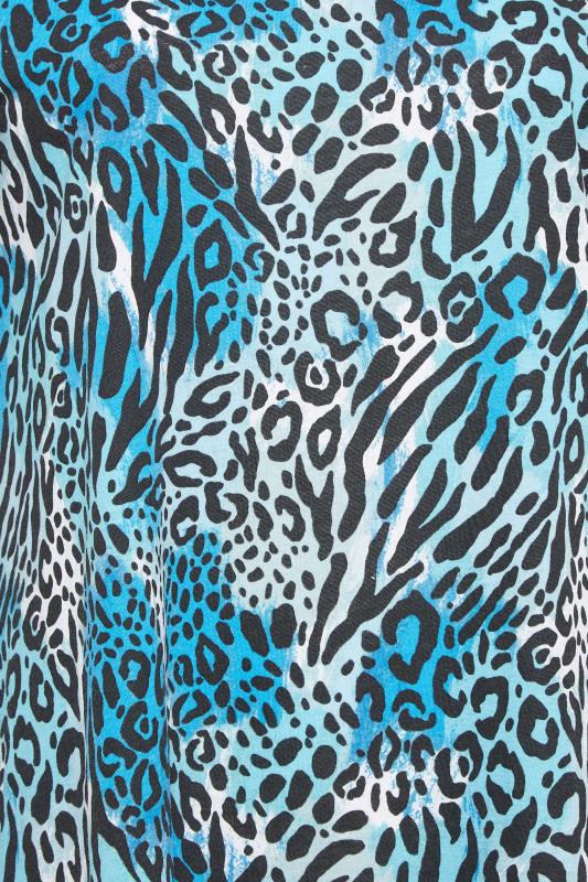 YOURS Plus Size Blue Leopard Print Cold Shoulder Top | Yours Clothing 5