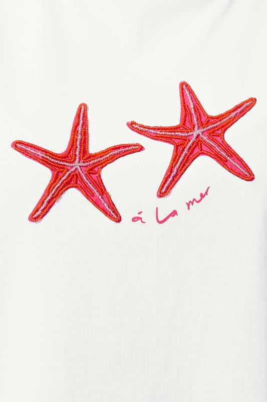 LIMITED COLLECTION Plus Size White 'A La Mer' Starfish T-Shirt | Yours Clothing 4