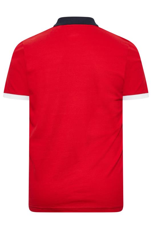 BadRhino Big & Tall Blue & Red Contrast Stripe Polo Shirt | BadRhino 4