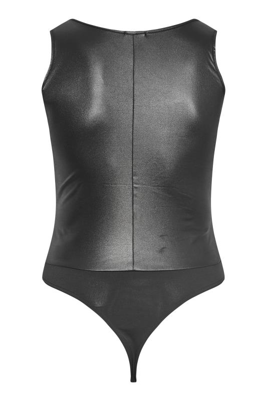 LIMITED COLLECTION Plus Size Black Leather Look Bodysuit | Yours Clothing  6
