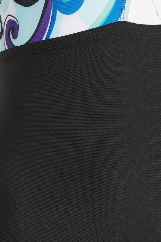 YOURS Plus Size Black Retro Swirl Print Keyhole Tummy Control Swimsuit | Yours Clothing 6