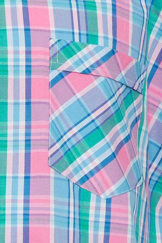 KAM Big & Tall Pink Check Short Sleeve Shirt | BadRhino 5