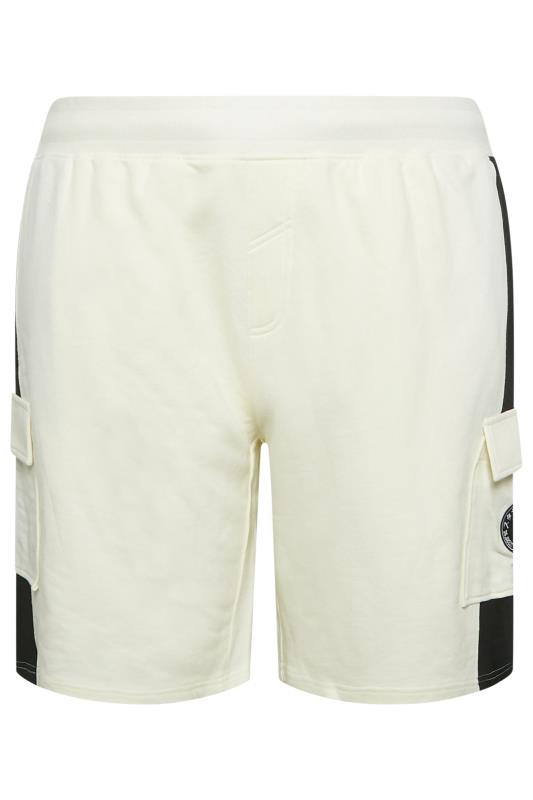 STUDIO A Big & Tall White Colour Block Cargo Jogger Shorts | BadRhino 4