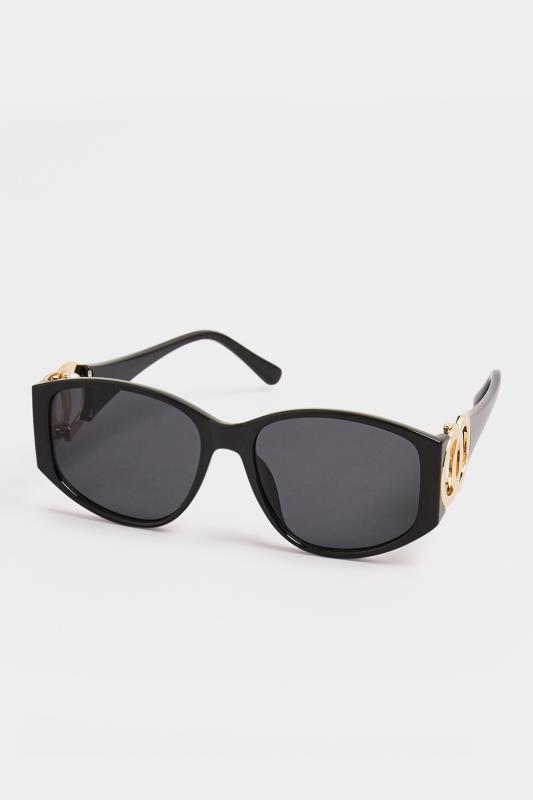 Black Circle Arm Detail Sunglasses | Yours Clothing 2