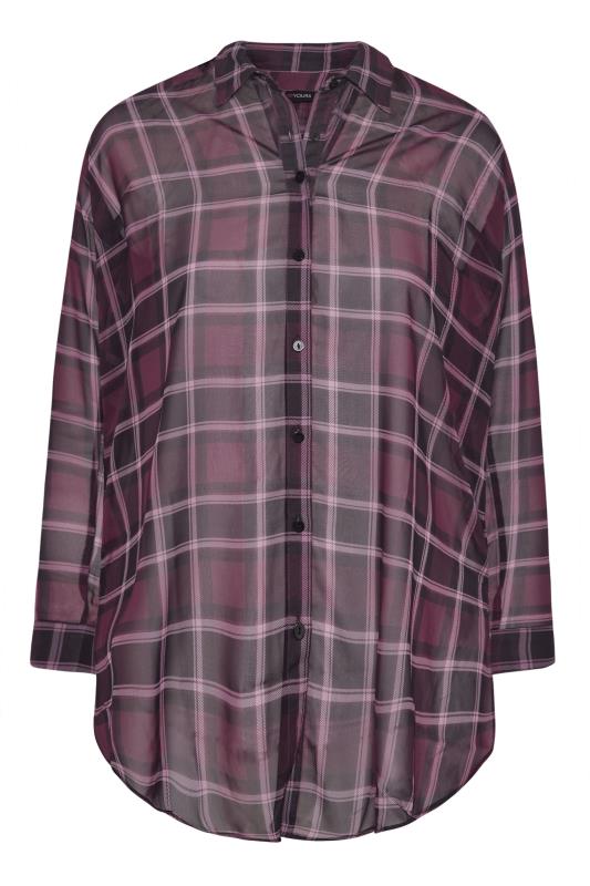 Plus Size Burgundy Red Check Button Through Chiffon Blouse | Yours Clothing 7