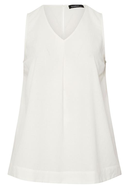 EVANS Plus Size White Linen Vest Top | Evans 5