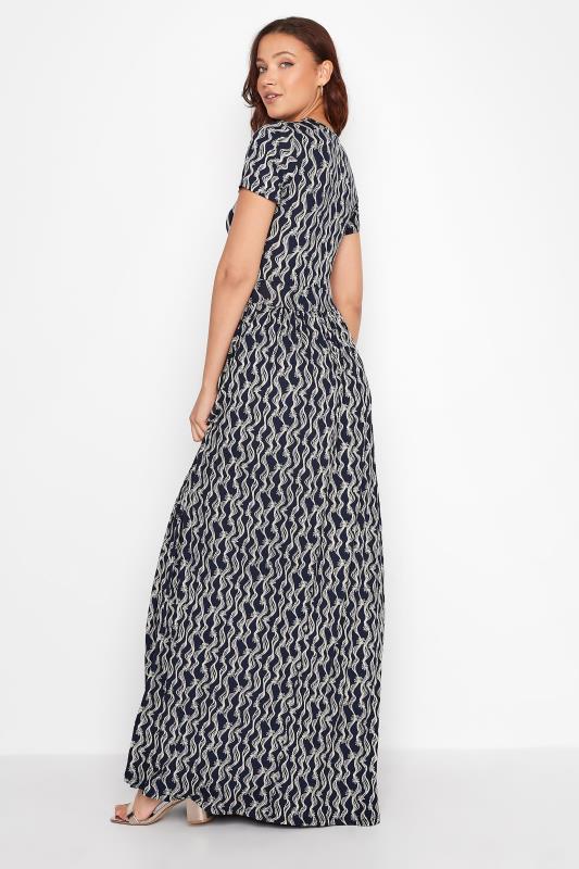 LTS Tall Navy Blue Swirl Floral Print Maxi Dress 3