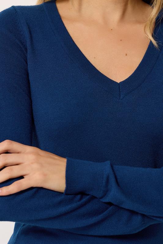 LTS Tall Cobalt Blue Knit V-Neck Jumper | Long Tall Sally 4
