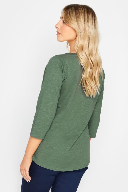 M&Co Sage Green Cotton Henley Top | M&Co 3