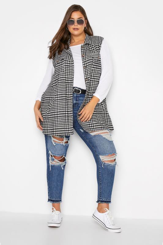 LIMITED COLLECTION Curve Black & White Checked Sleeveless Shacket 2