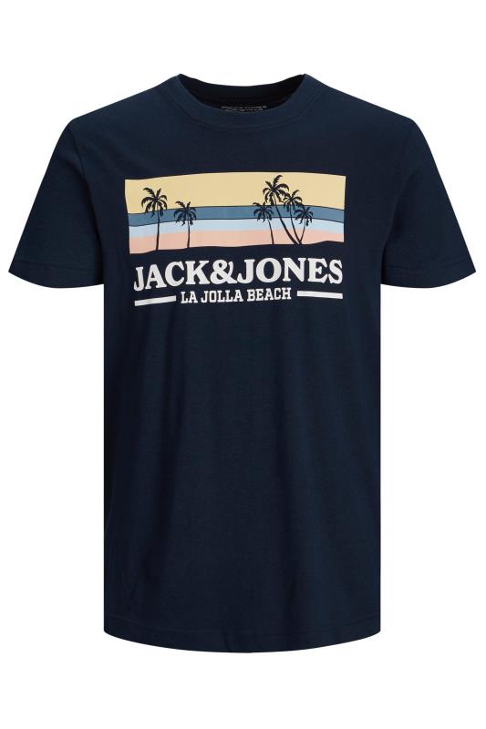 JACK & JONES Big & Tall Navy Blue Malibu T-Shirt 3