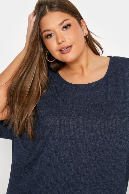 Curve Navy Blue Marl Ribbed Swing Top 4